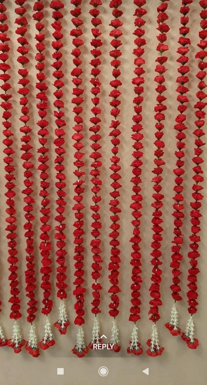 Sellplus Artificial Red Ross Gulab Flowers In Each String Ladi