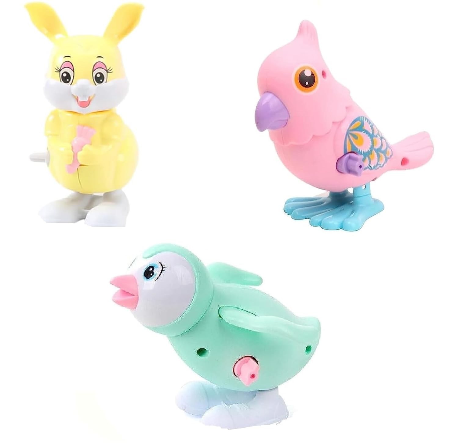 Harinder Jumping Bird Penguin Rabbit Wind Up Key Operated Toy for Kids Cute Mini Toys for Toddlers Baby Pack of 3 Multicolored Colombo Mall