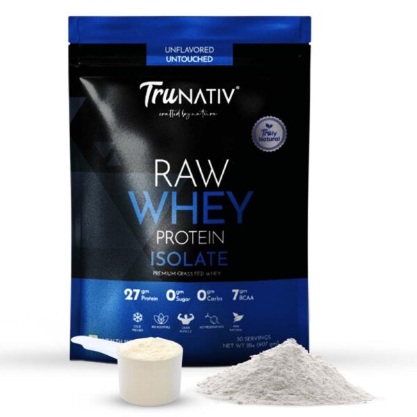 Trunativ Raw Whey Protein Isolate Powder 27g Protein 7g Bcaa Enhances Lean Muscle Mass No