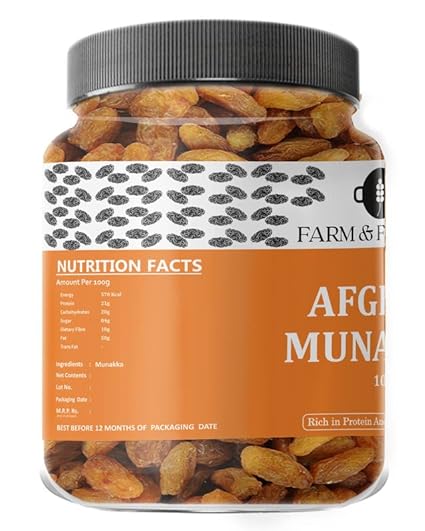 Farm And Farmers Afghan Munakka Premium Raisins Large King Size Whole