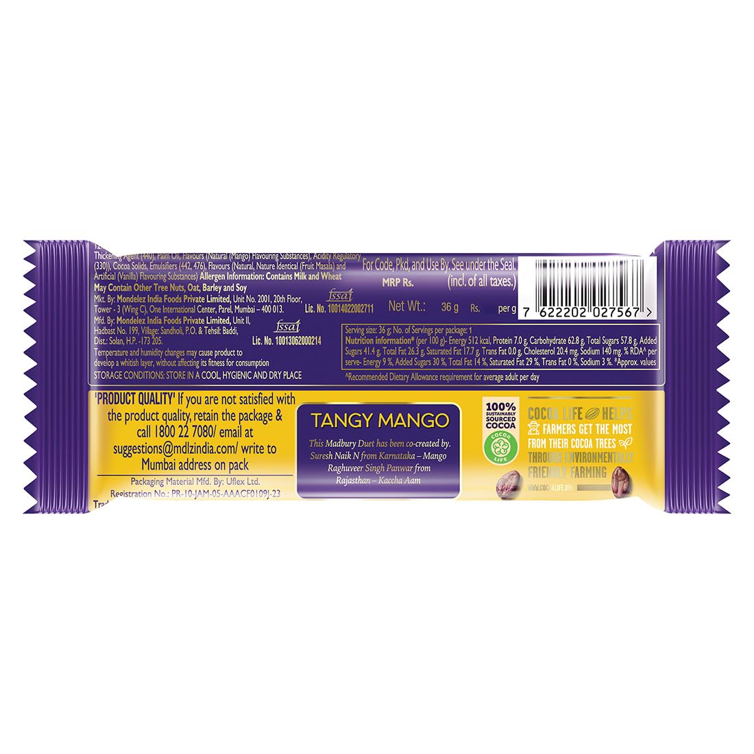 Cadbury Dairy Milk Tangy Mango Madbury Chocolate Bar, 36 g (Pack of 10 ...