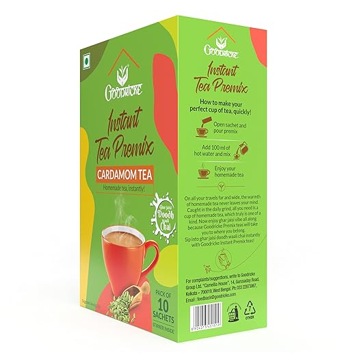 GOODRICKE Instant Cardamom Tea – 10 Sachets, (Pack of 2) | Elaichi Chai ...