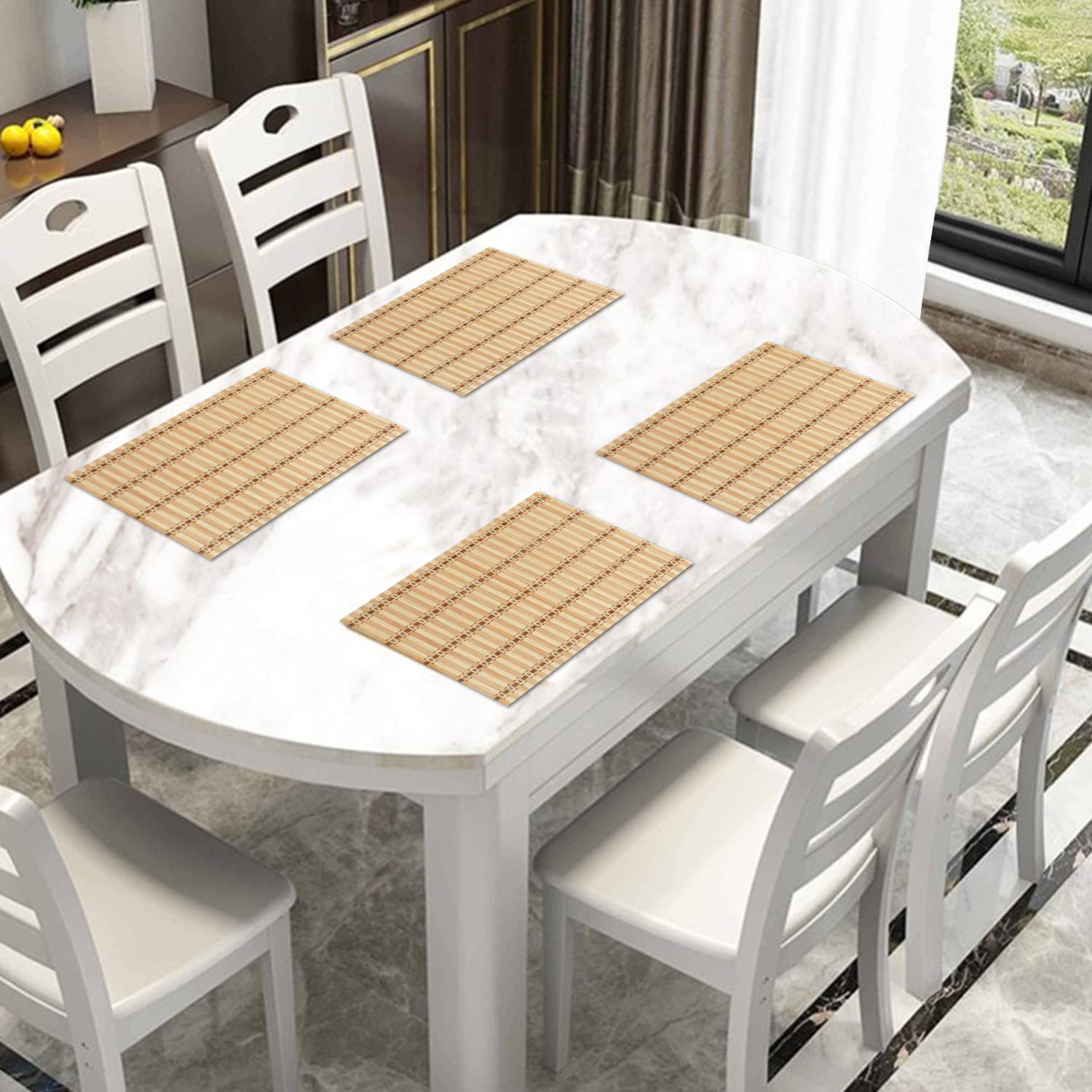 HOKIPO Reversible Bamboo Placemats Set of 4 Table Mats for Dining Table ...