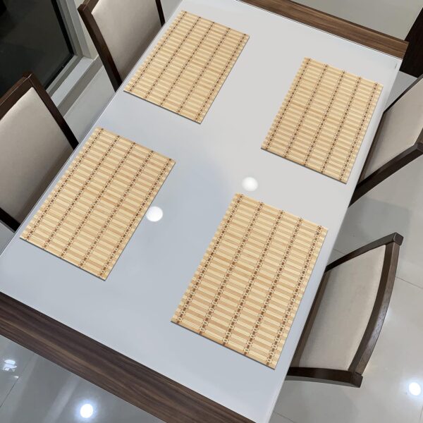 HOKIPO Reversible Bamboo Placemats Set of 4 Table Mats for Dining Table ...