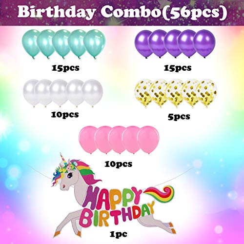 Party Propz Unicorn Theme Birthday Decoration Items- 56Pcs|Happy ...