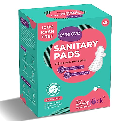 Evereve 100% Us Cotton Ultra Thin Rash Free Sanitary Pads Combo,Pack of ...